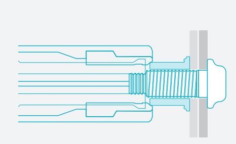 2. Tool is placed over the fastener pintail and activated